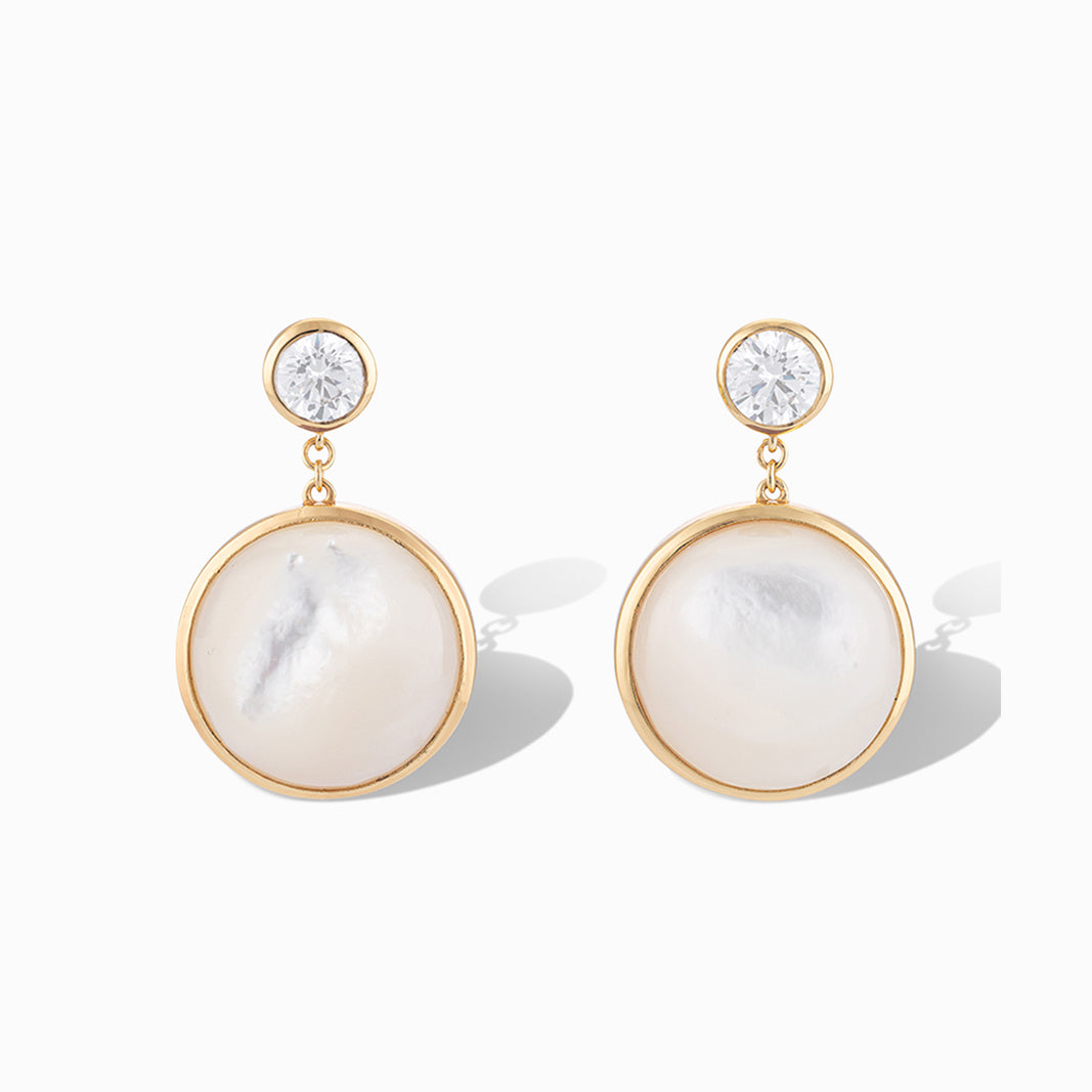 Mini Dropping Circles Drop Earrings in Mother of Pearl