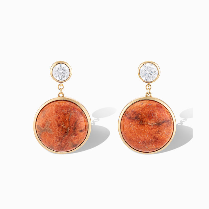 Mini Dropping Circles Drop Earrings in Orange