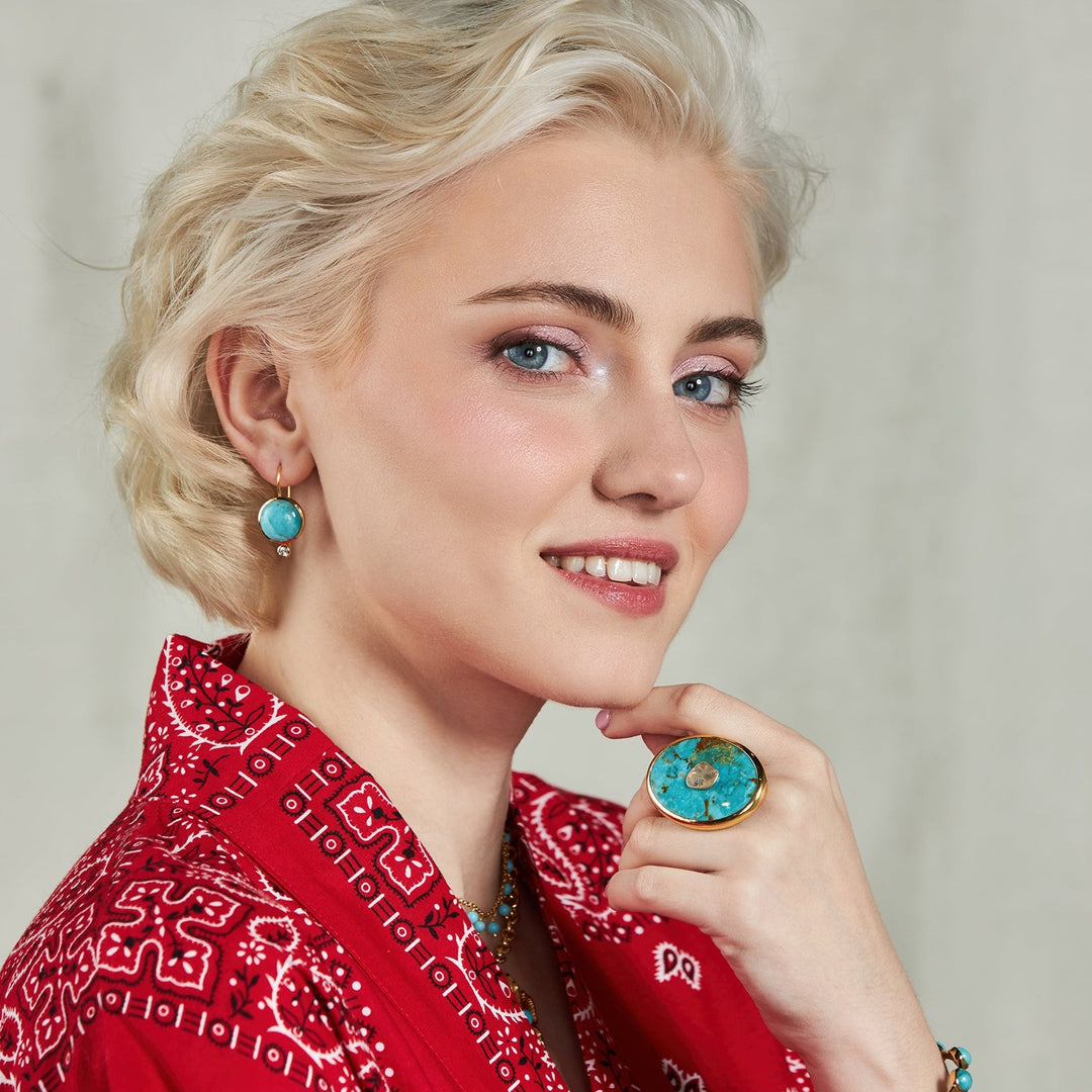 Tiny Mini Drop Earrings in Mohave Turquoise