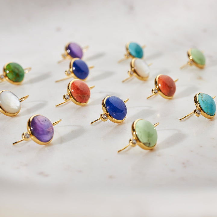 Tiny Mini Drop Earrings in Blue Quartz