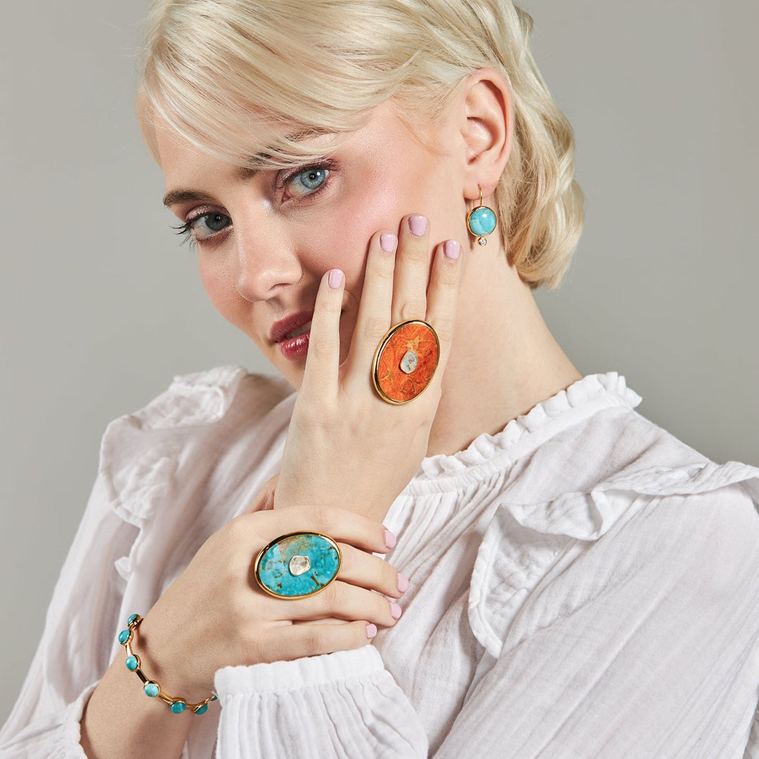 Tiny Mini Drop Earrings in Mohave Turquoise