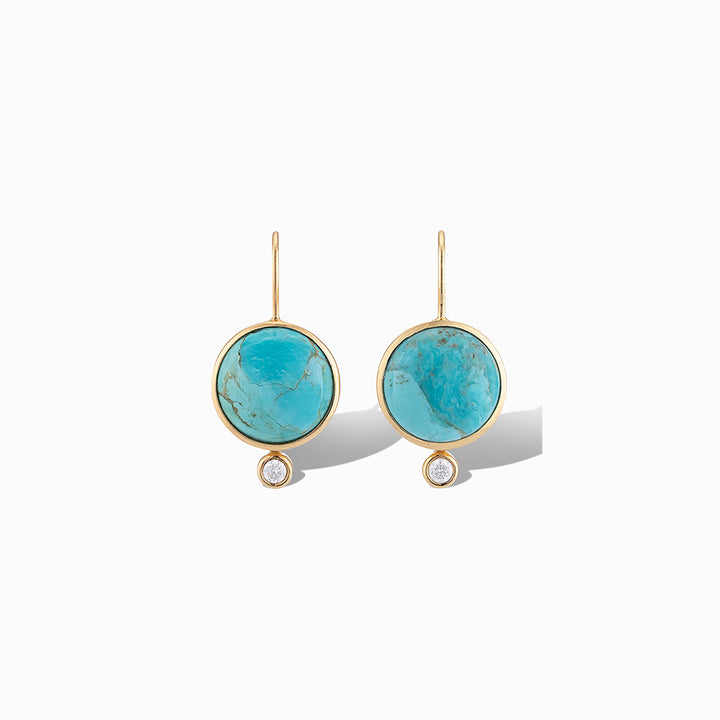 Tiny Mini Drop Earrings in Dark Blue Mohave Turquoise