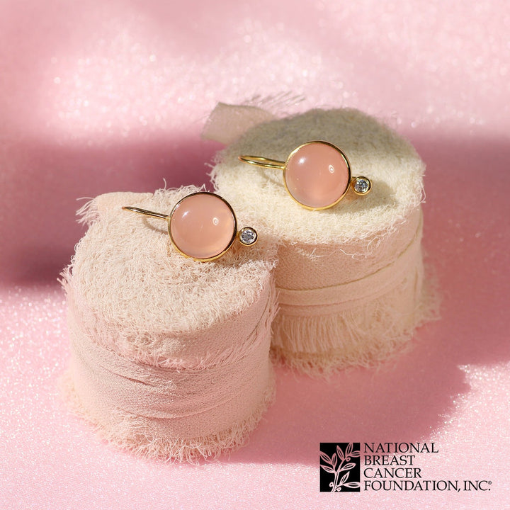 Tiny Mini Drop Earrings in Pink Chalcedony