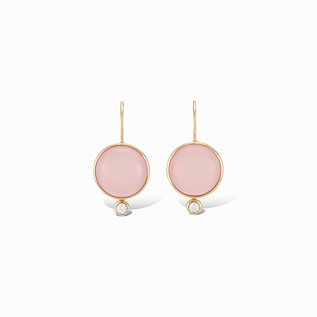 Tini Mini Drop Earrings in Pink Chalcedony