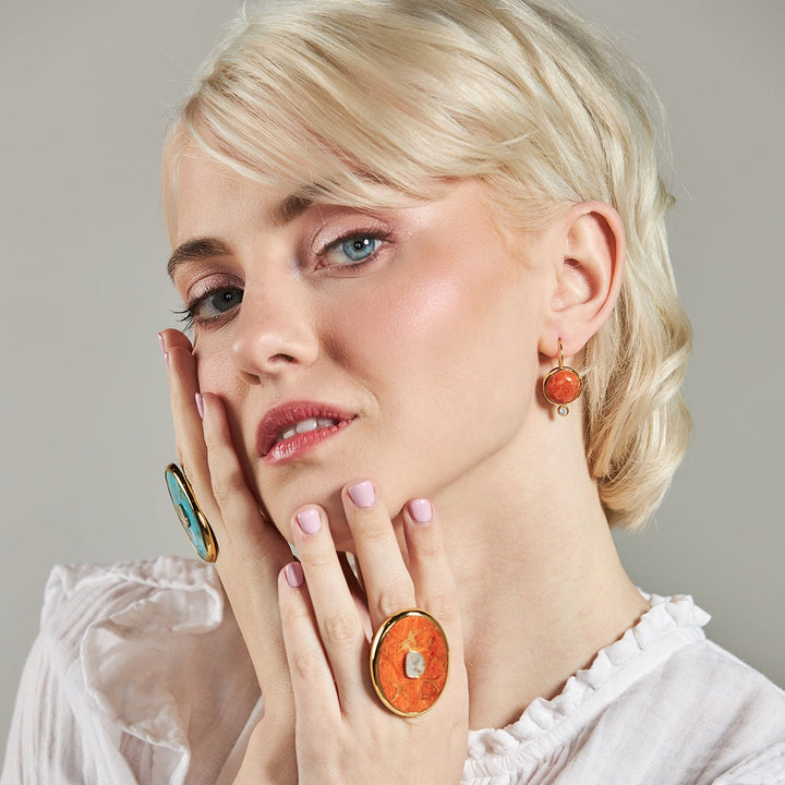 Tini Mini Drop Earrings in Orange